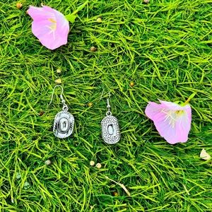 Hand made western hat drop earrings